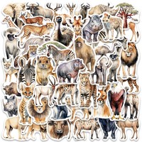 50pcs Vinyl Laptop Decals Cute Cartoon Africa Wild Animals Stickers For Luggage Guitar Skateboard Diary Waterproof Graffiti
