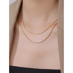 316L Stainless Steel New Fashion High-end Jewelry Minimalism 2 Layer Beaded Charms Chain Choker Necklaces For Women