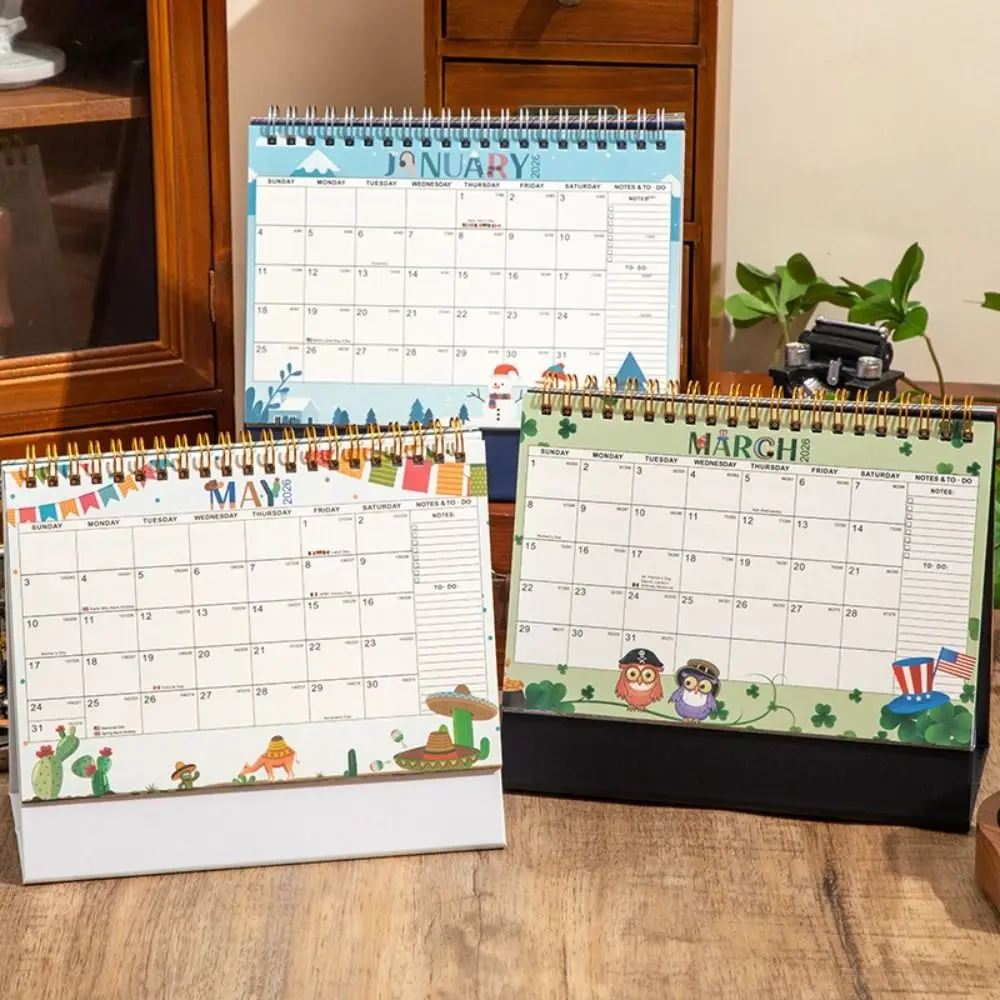 

New Small Size Desk Calendar Thick Paper Creative Style Daily Planning Supplies Coil Binding Write Memos Desk Planner Home Use
