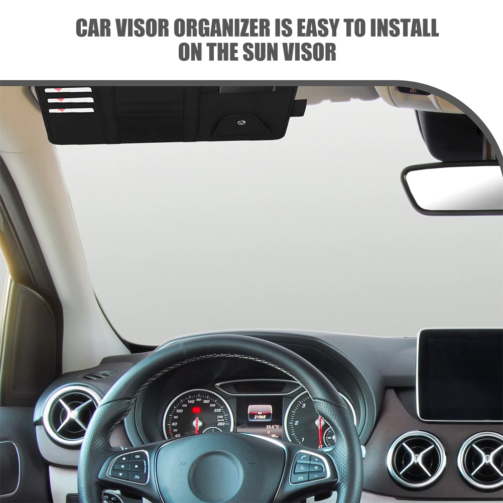 

2pcs Organizer Pu Material Multifunctional Storage Pocket For Tickets Documents Easy Install Secure Clip Interior Accessory