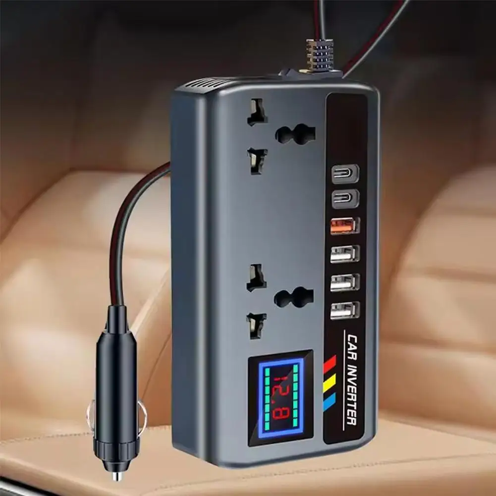 Car Inverter Outlet 12V/24V To 220V Car Converter For Plug Outlet Fast Charging Ports Portable Automotive Charger Inverter X7S6