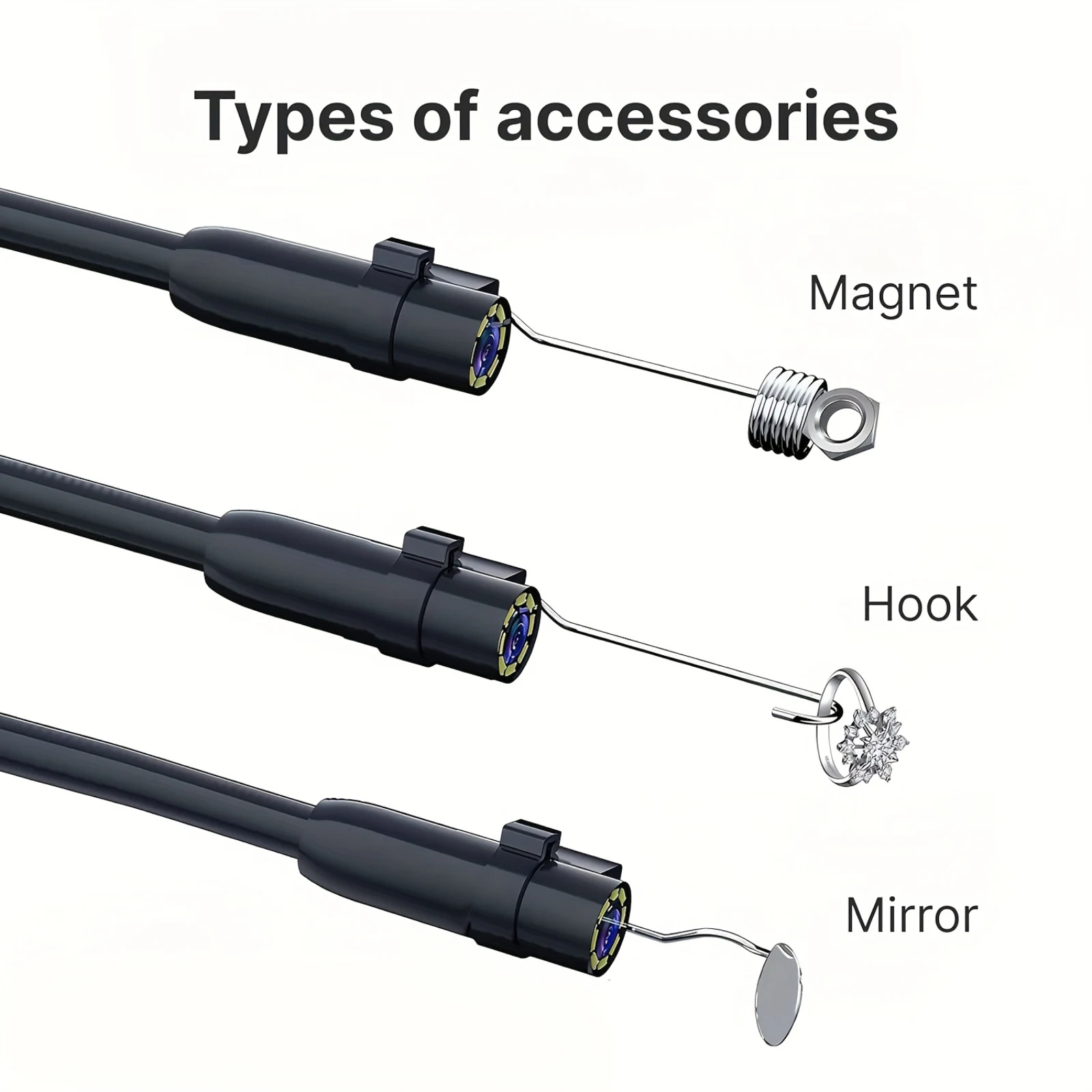 Industrielle Endoskopkamera mit 4,3-Zoll-Bildschirm, HD 1080P, USB, 8-mm-Objektiv, 8-mm-LED-Leuchten, wasserdicht, für die Inspektion von Autoleitungen und Rohren. – Detail 3
