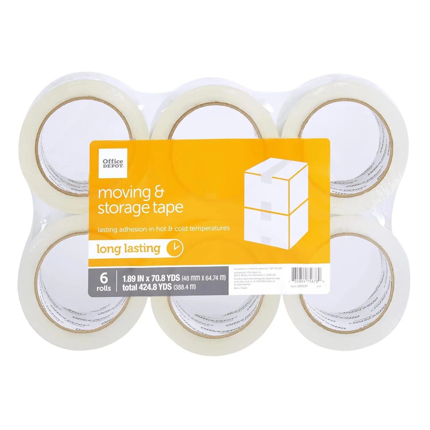

® Brand Moving & Storage Packing Tape, 1.89" x 70.8 Yd, Cry l Clear, Pack of 6 Rolls