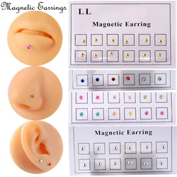 12PCS/Card Fake Cheater Non Pierced Magnet Ear Tragus Cartilage Lip Labret Stud Nose Ring  Jewelry Magnetic Earring