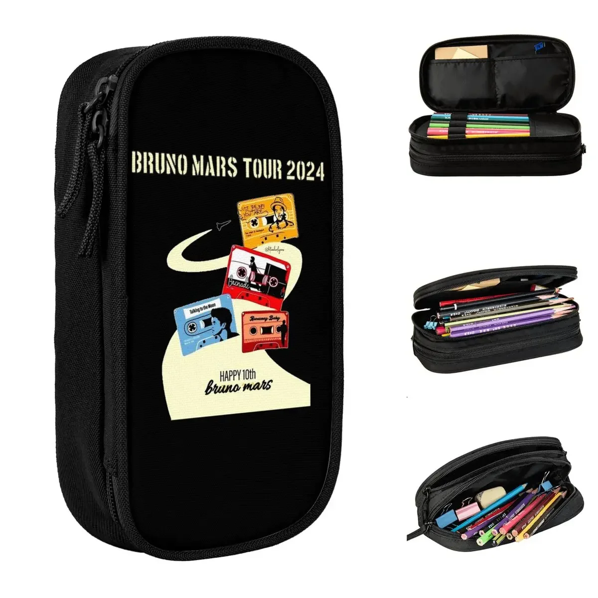 Funk Bruno Mars Tour 2024 Music Punk Pencil Case Fun Pen Bag Kids Large Storage Students School Cosmetic Pencilcases