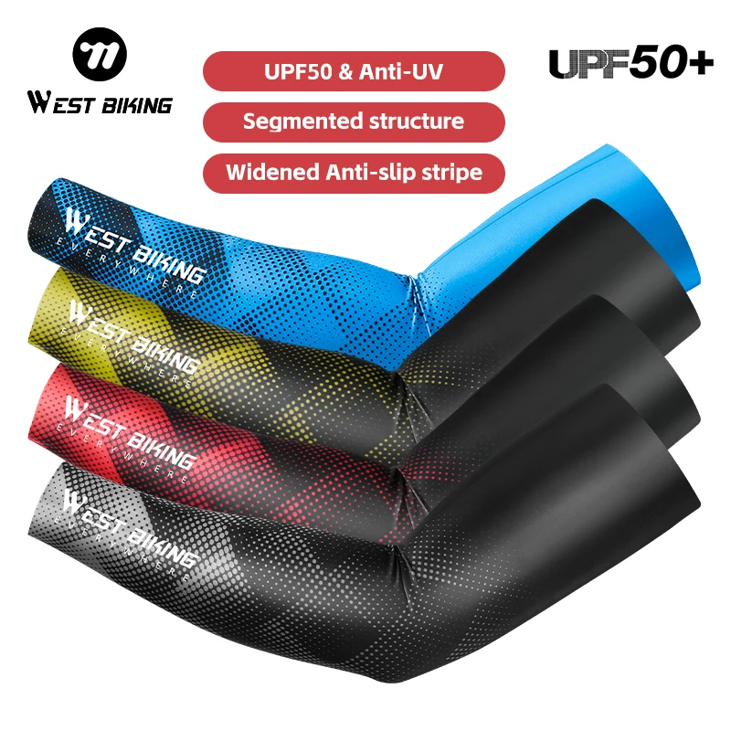 West biking tecido de gelo correndo mangas acampamento manga respirável braço secagem rápida proteger uv400 braço capa verão esportes equipamentos segurança