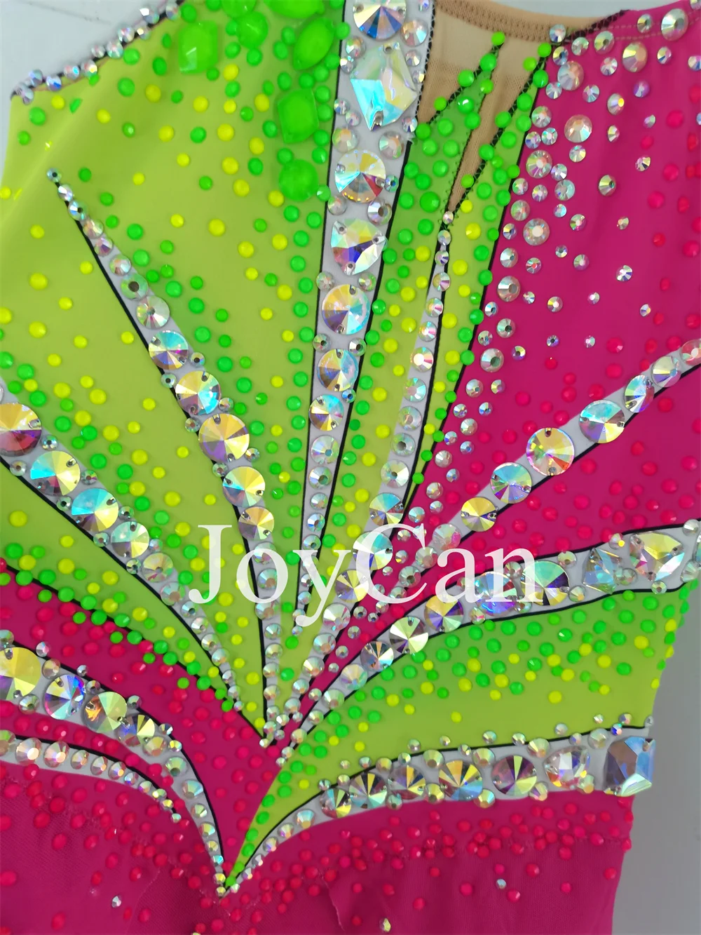 JoyCan-فستان التزلج على الجليد للفتيات ، سبانديكس ، شبكة مطاطية ، أحمر ، ملابس الرقص المنافسة ، حسب الطلب