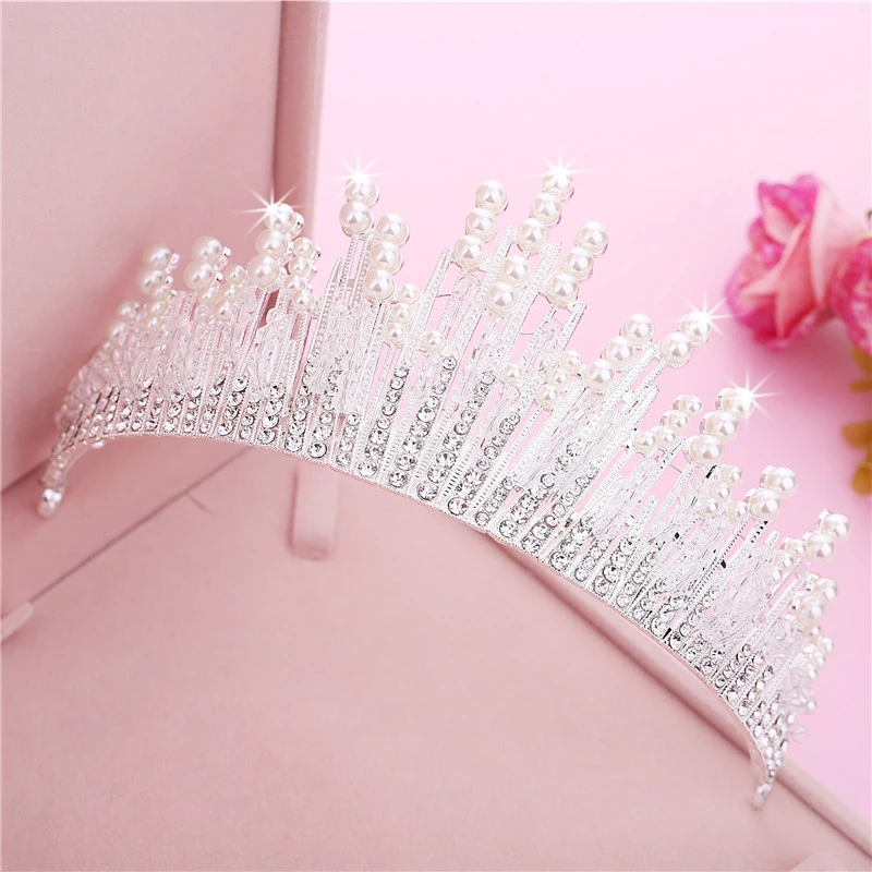 Wedding Jewelery Set Rhinestone Jewellery Necklace Sets for Women Crystal Pearl Earrings Bridal Jewelry Sets Crown Tiara Bride