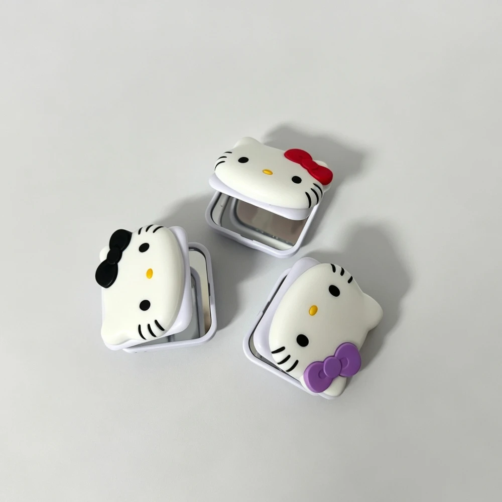 Cute White Cat Shaped Foldable Mirror Phone Stand Portable Makeup Mirror 2-in-1 Desktop Decor Travel Beauty Accessory