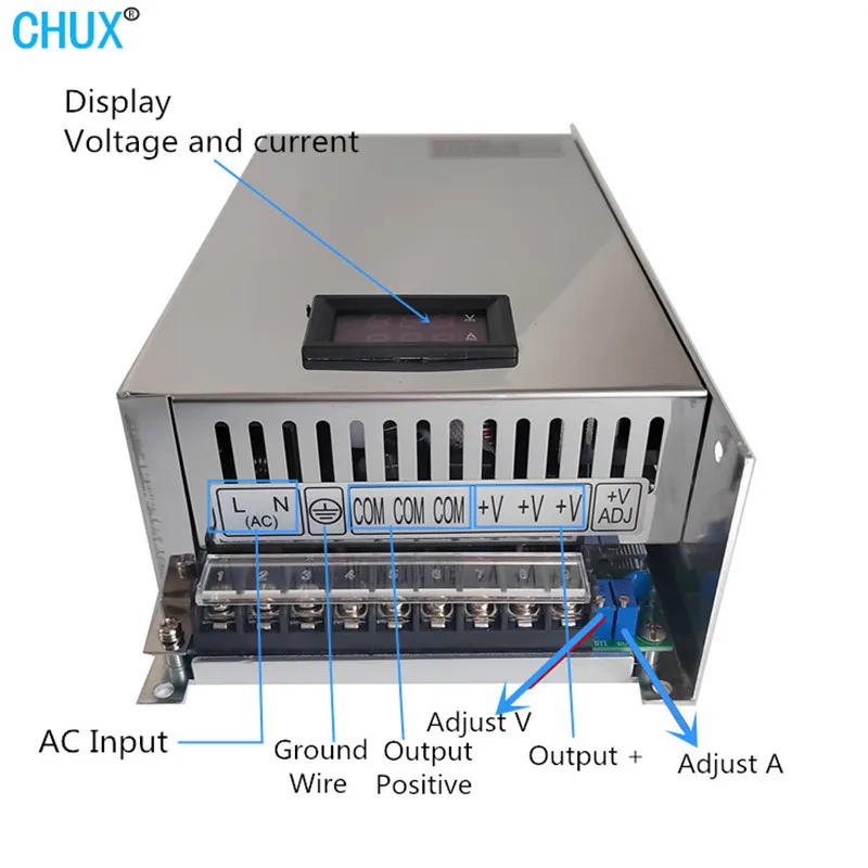 CHUX 1000W regulowany zasilacz z wyświetlaczem 12V 15V 24V 27V 36V 40V 48V 55V 60V 72V 80V 90V 100V 110V 220V DC SMPS