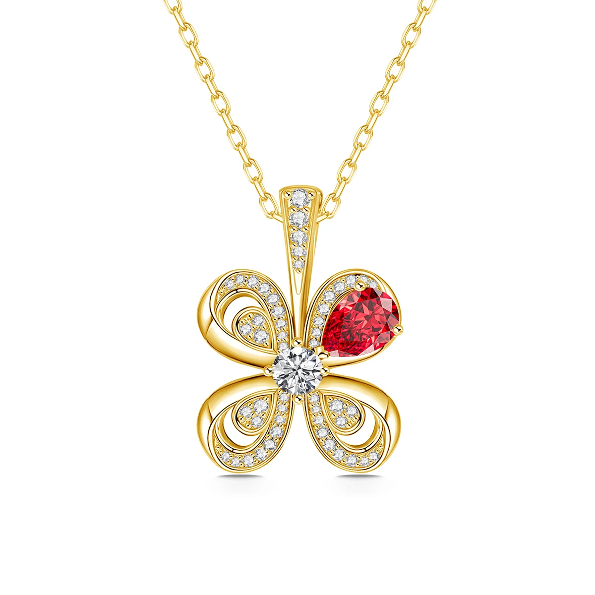 

925 Silver Pear Moissanite four leaf clover Pendant necklace for women Luxury Brand Jewelry With GRA Certificate Gift Female
