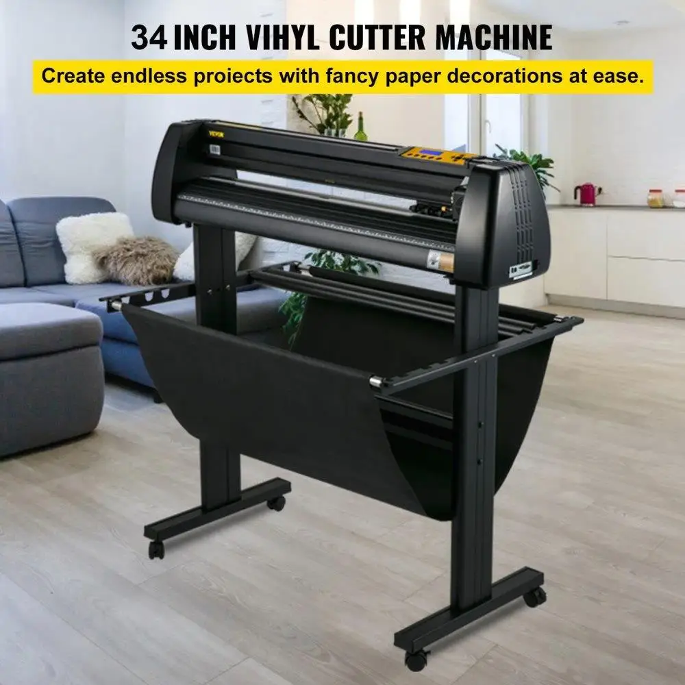 Máquina cortadora de vinil de 34 polegadas com cortador plotter com display LCD e acessórios