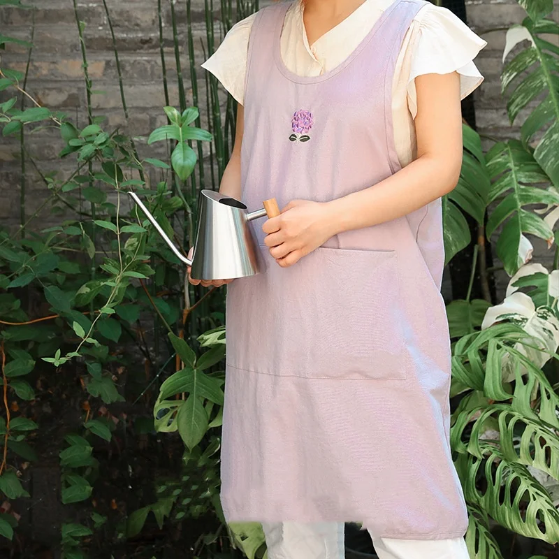 

Фартук с перекрестными ремешками без завязок, длинная вышивка, домашняя кухня, цветочный магазин, маникюрный салон, рабочая униформа