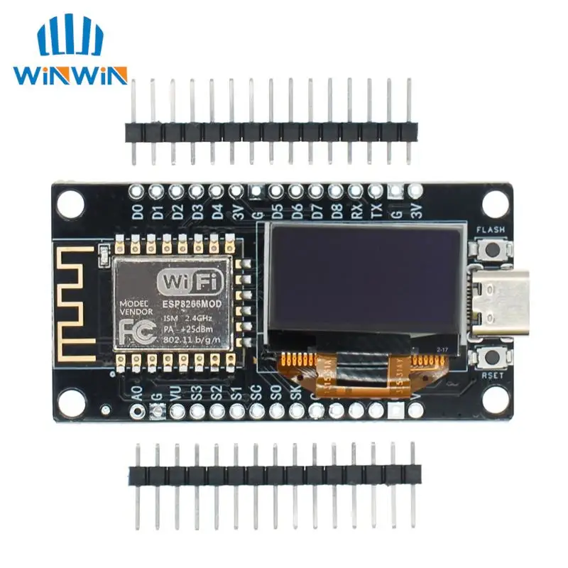 NodeMCU ESP8266 Development Board With 0.96 Inch OLED Display CH340G ESP-12F WiFi Module TYPE-C USB For Arduino/Micropython