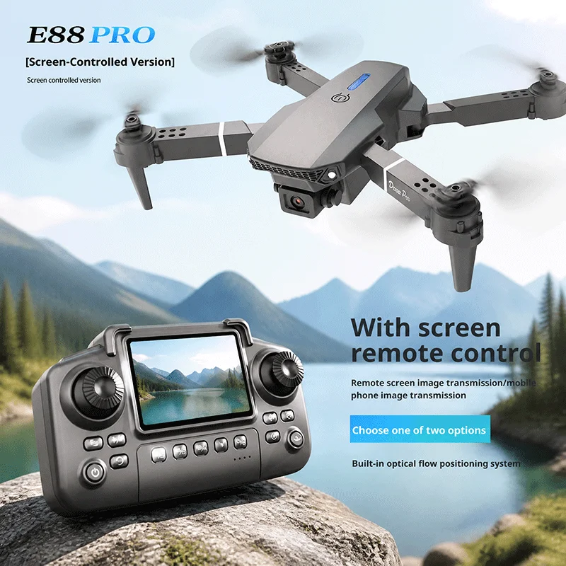 SNQP E88 PRO Foldable RC Drone With Screen Remote Controller Dual HD Camera Optical Flow Positioning 2.4G WiFi Outdoor Aerial