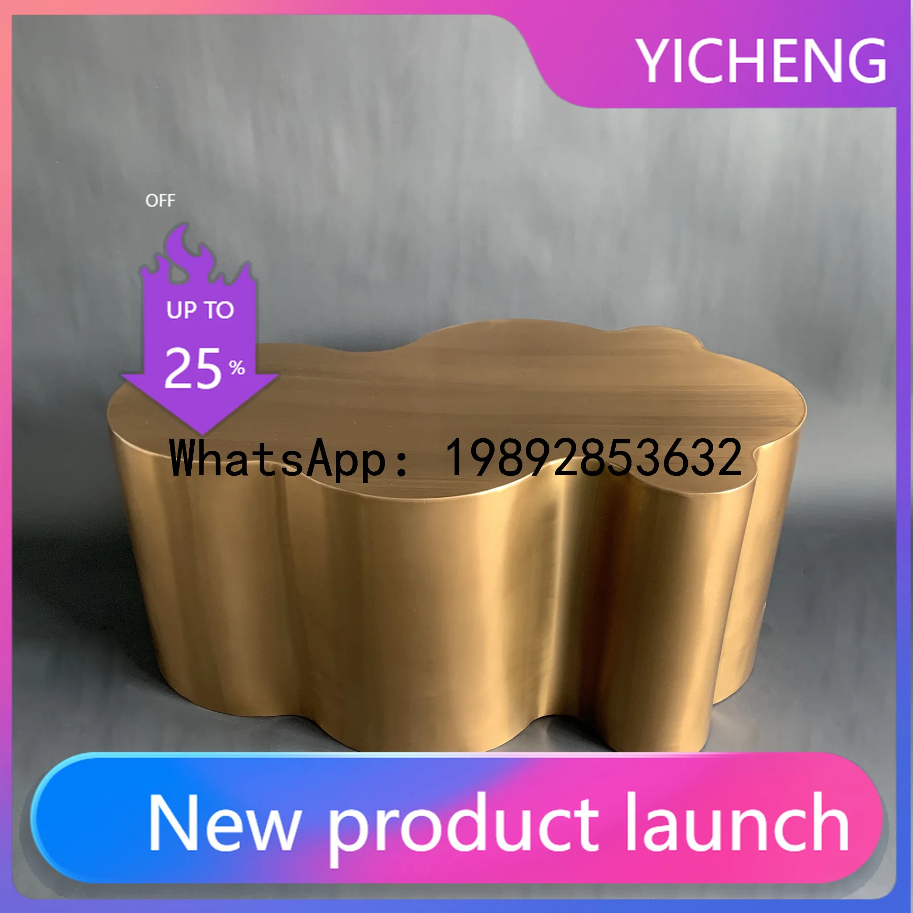 

XL Italian Style Modern Living Room Home Office Creative Stainless Steel Oval Cloud Round Coffee Table