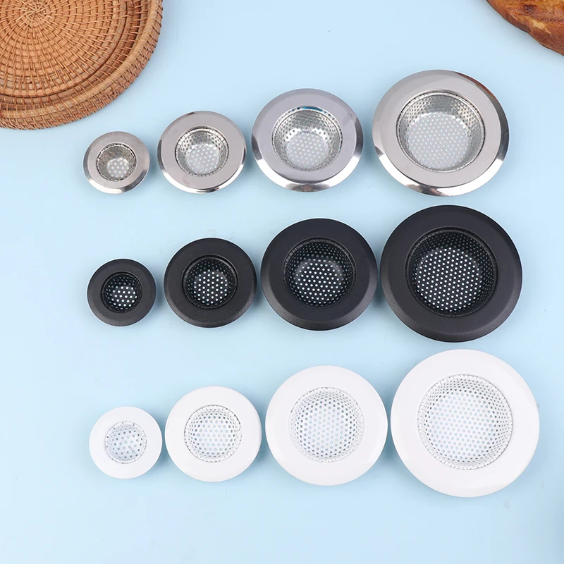 2PCS Silver/White/Black Kitchen Stainless Steel Sink Filter Mesh Shower Floor Drain Hair Catcher Stopper Food Slag Drainer