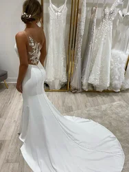 Ivory Backless Wedding Dresses Applique One-Shoulder Long Wedding Bride Dress Button Sexy Dress For Wome 2024 Vestidos De Novia