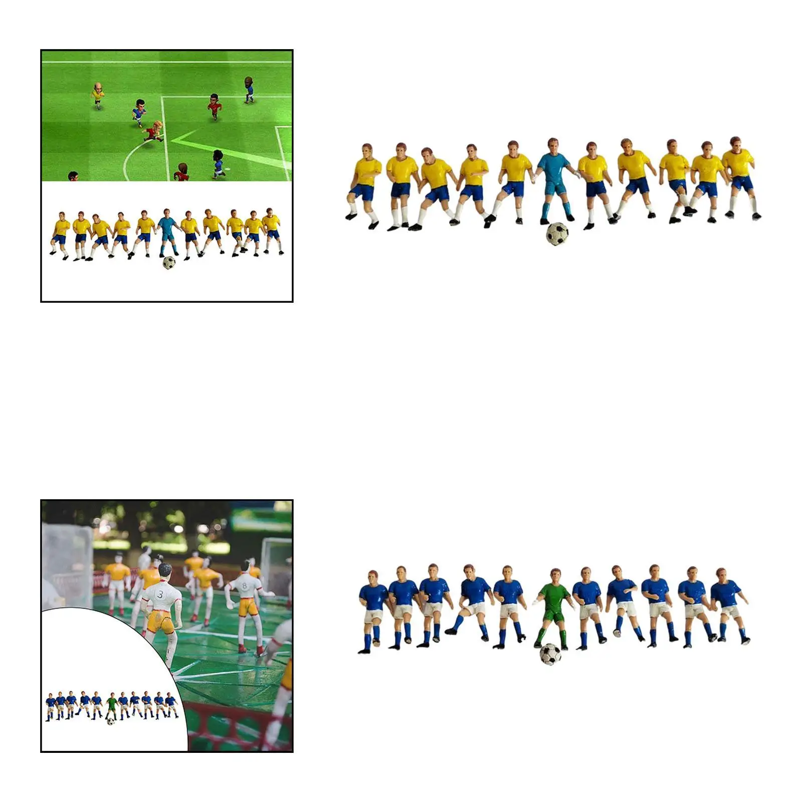 11x Figure di giocatore di calcio in miniatura Ragazzo di calcio Puntelli per foto Modello realistico di persone minuscole per la decorazione del desktop Tavolo di sabbia