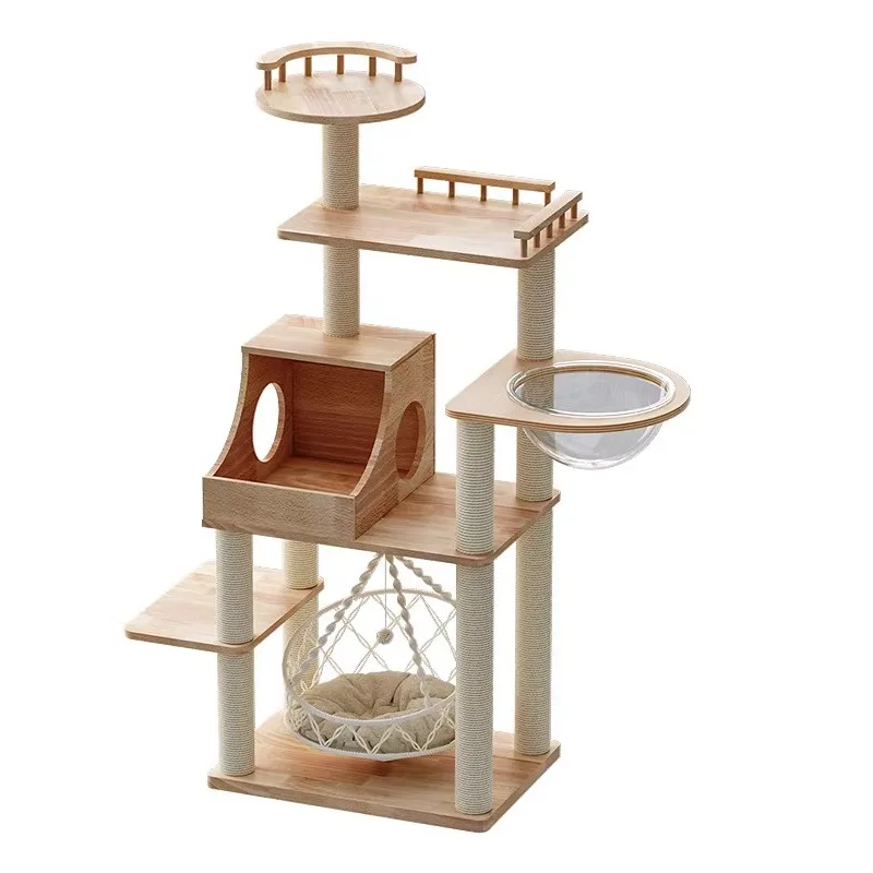 

All Solid Wood Cat Climbing Frame Space Capsule Nest Tree Integrated Large Frame