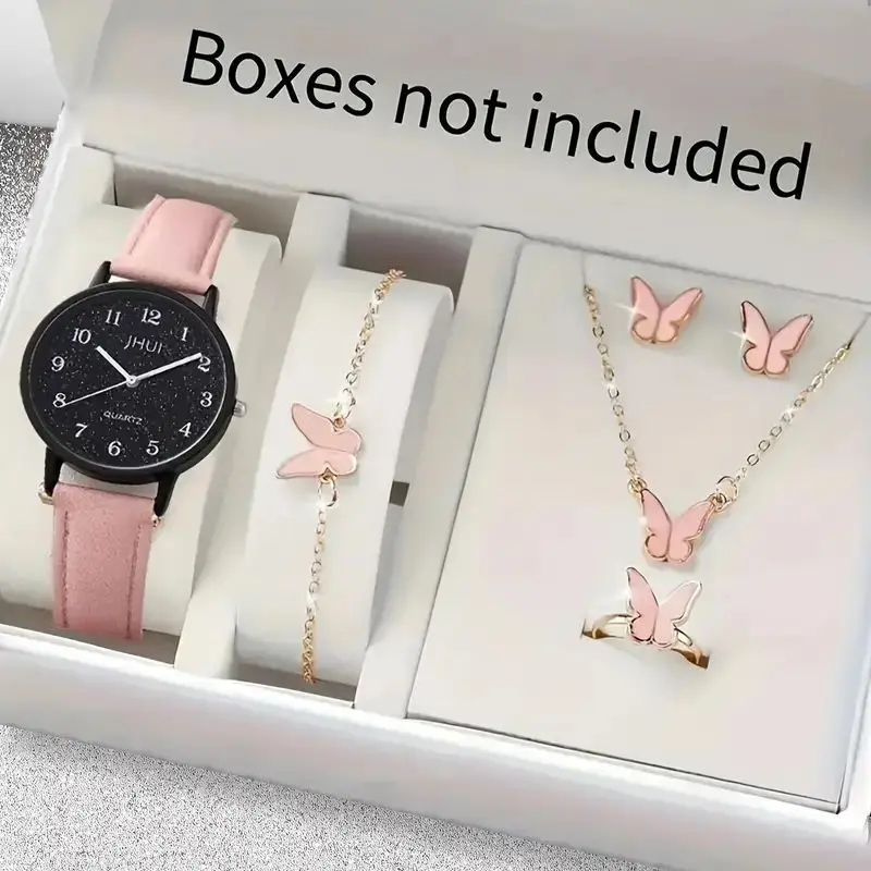 6-piece ladies' elegant quartz watch and minimalist accessory set for daily wear, holidays, and gifts for friends and family