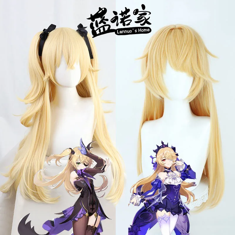 

Anime Genshin Impact Fischl Cosplay Wig Halloween Carnival Party Props Synthetic Hair Heat Resistant Fiber + Wig Cap