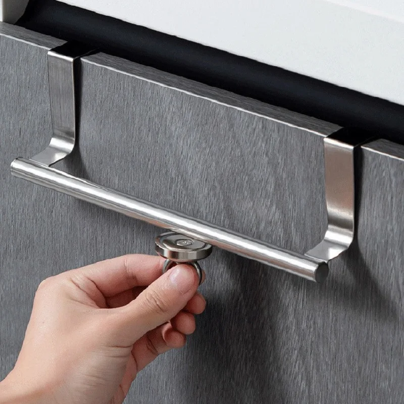 Towel Rod Steel Metal Wire Over Cabinet Towel Rack Storage Organizer Bathroom Door Hanging Towel Rack Punch-free Rag Hanger