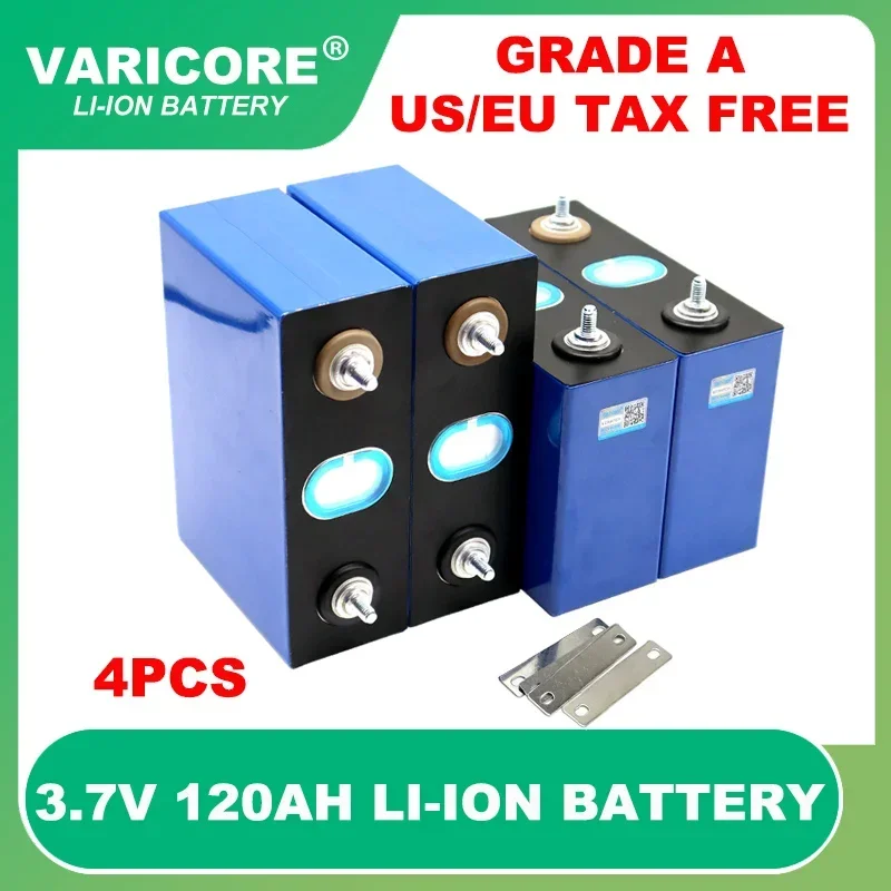 4pcs 3.7v 120Ah Lithium battery Large single Power cell for 3s 12v 24v 36v 48v RV Inverter Off-grid Solar Wind Batteries