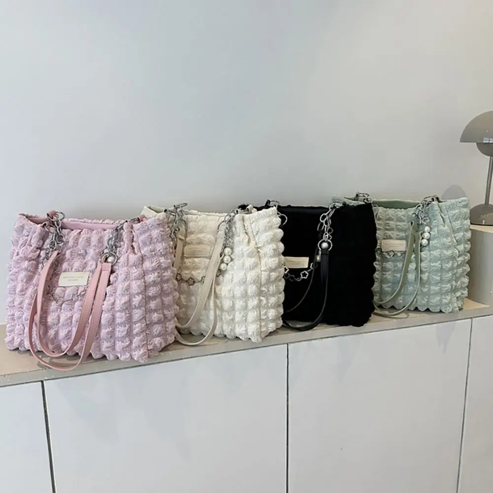 Pleated Cloud Hobos Shopper Bag Quilted Plaid Large Capacity Hobo Tote Handbag Down Cotton Padded Casual Shoulder Underarm Bag