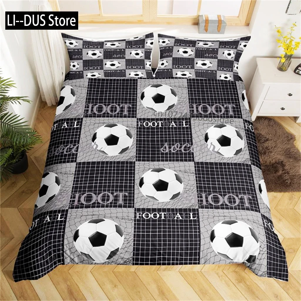 

Bedding Set Microfiber Sport Theme Bedspread Cover Soccer Field Duvet Cover Double Or Single Football Comforter Cover Bedroom