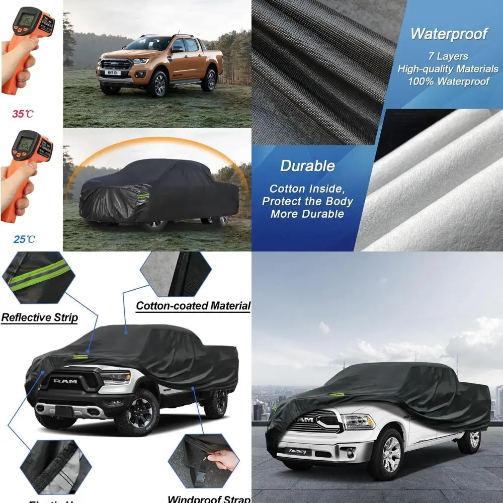 

Custom-Fit Waterproof Truck Cover for RAM 1500 Crew Cab 5.7' Bed (2009-2025) - 7-Layer Protection Against UV, Rain, Snow, and Wi