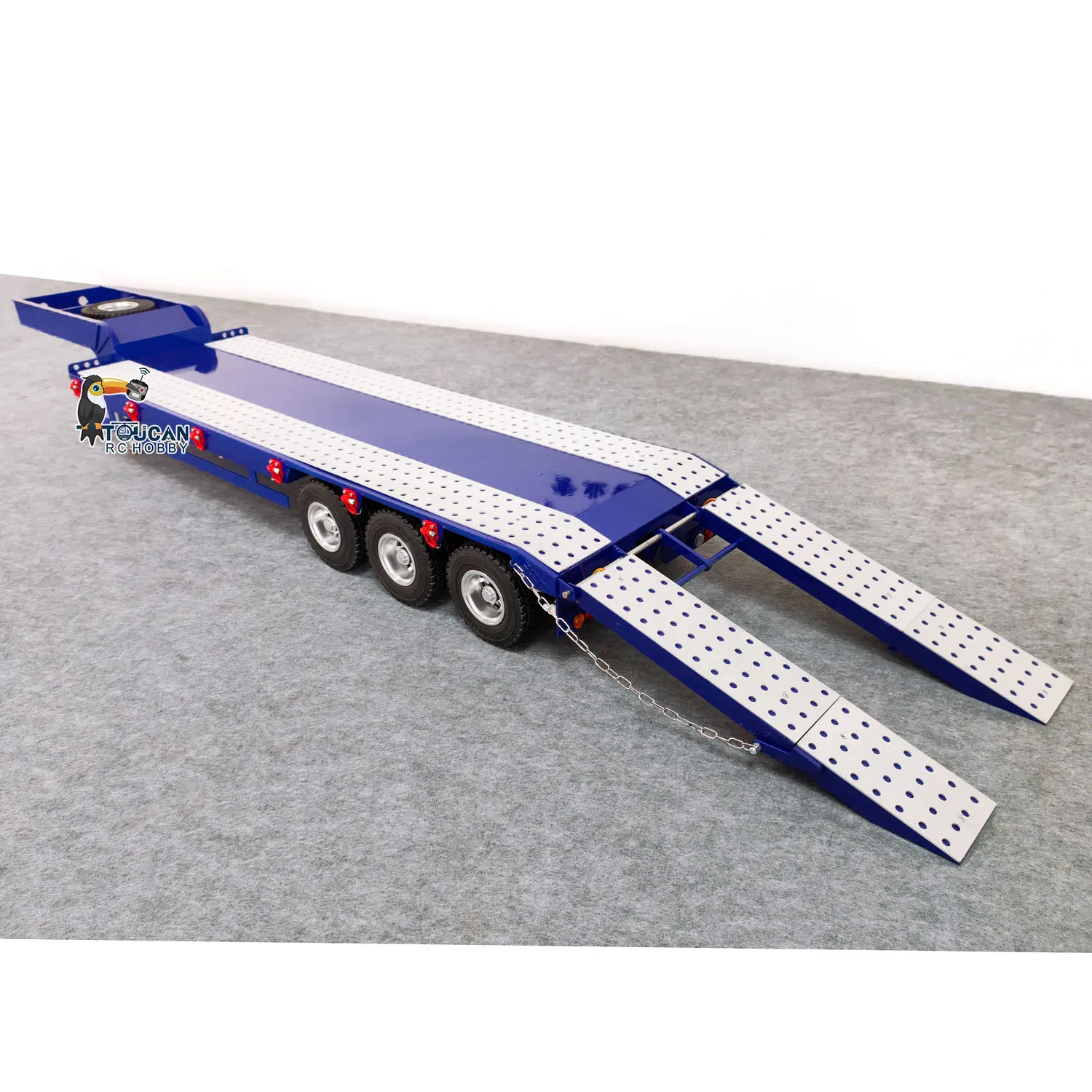 1/14 Metal Trailer 3 Axles 2-section Electric Tailboard Painted Finished Parts for Toys RC Tractor Truck Cars Vehicle TH23504