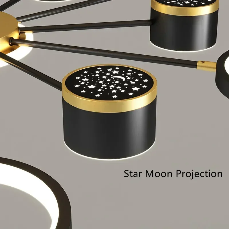 

Starry Modern Ceiling Light New Chandeliers Romantic Fixture 6 Lights White Creative Home Interior Stepless Lamp
