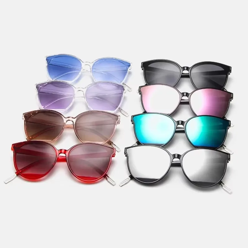 Female Vintage Plastic Ocean Sun Glasses Rimmed Eyewear Classic Oval Red Ladies Fashion Round Frame Sunglasses Mirror