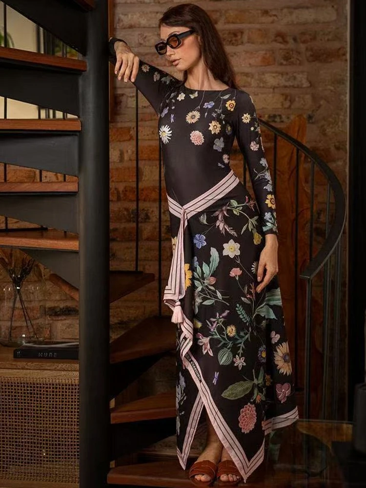 

Retro Bikini Printed Fashion Two Piece Swimsuit And Cover Up With Skirt Tight Women's Bandage Summer Beach Luxury Elegant