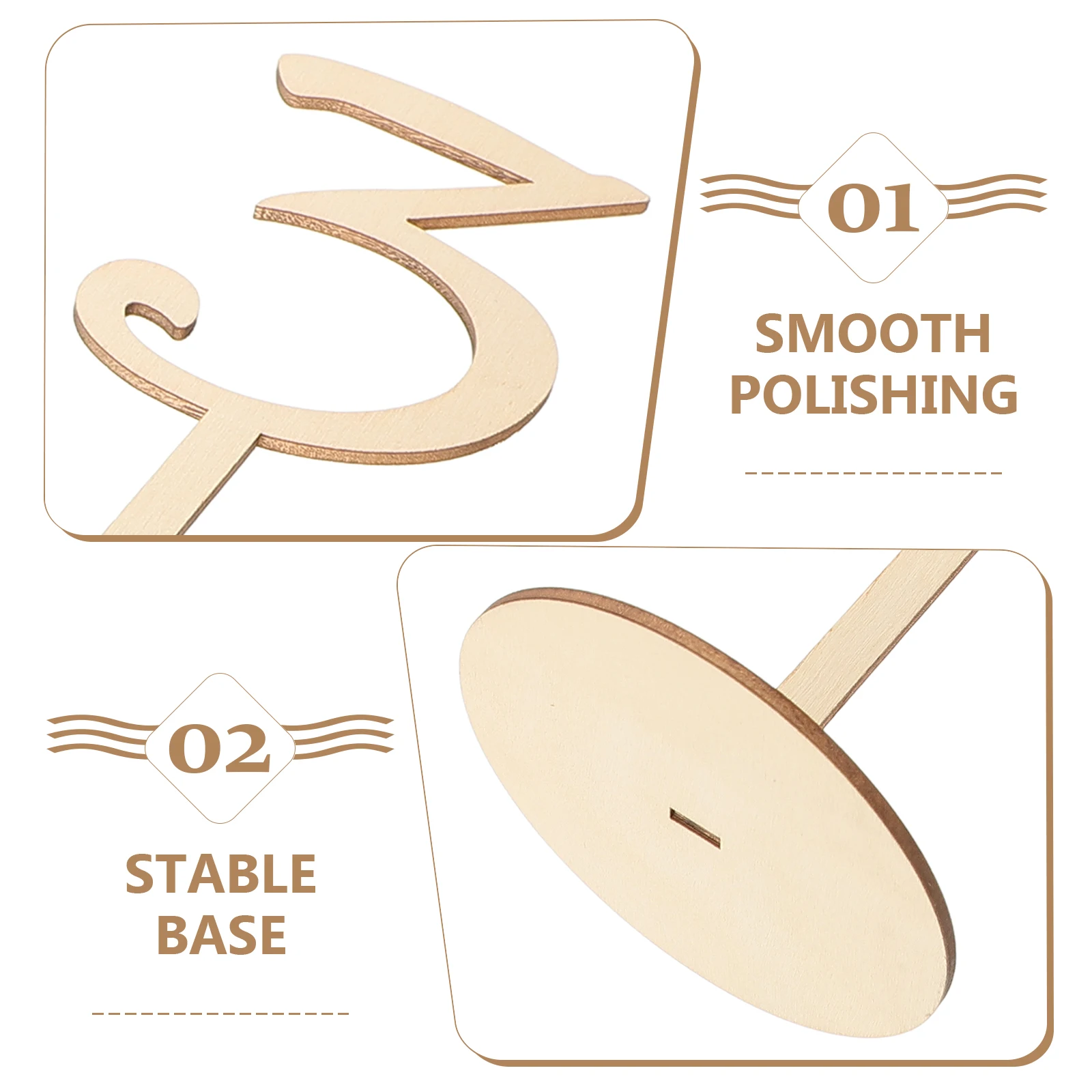 

10pcs Table Numbers Natural Wood 35x8cm Seat Signs Wedding Reception Holders Round Base Wedding Table Numbers Banquet Tags