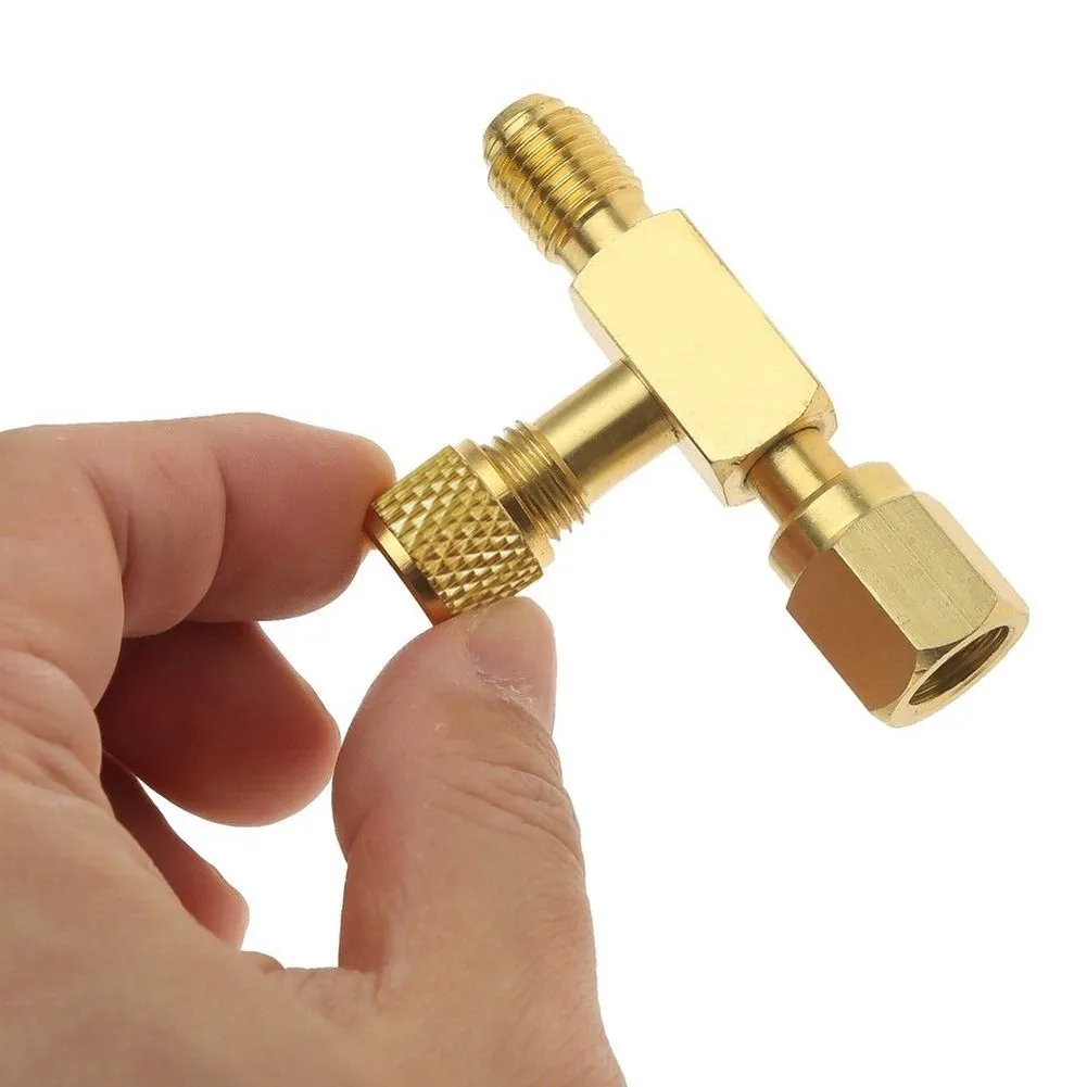1/4 SAE Flared Tee Connector with Rotary Joint and 1/4 External Thread Flared End for HVAC Manifold Hose and Gauge Compatibility