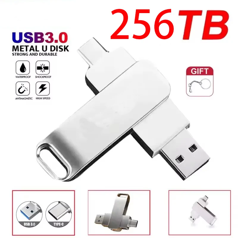 

256GB USB Flash Drive USB 3.0 Metal Pen Drive 8TB OTG High Speed ​​Pen Drive 4tb 2TB USB Memory Portable SSD for Laptops