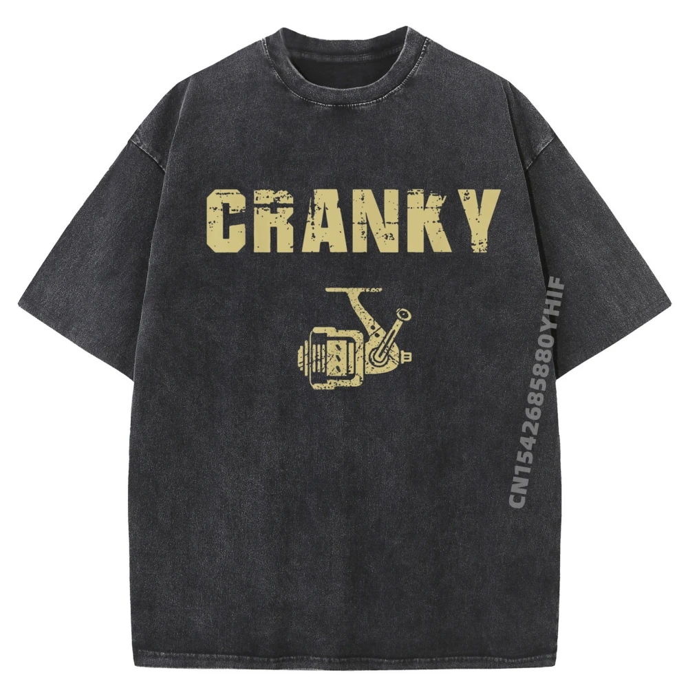 

Funny Fishing Tee For Men Cranky Fishing Tee Reel Fishing Graphic T Shirt Mens Leisure Washed Tshirts Printed