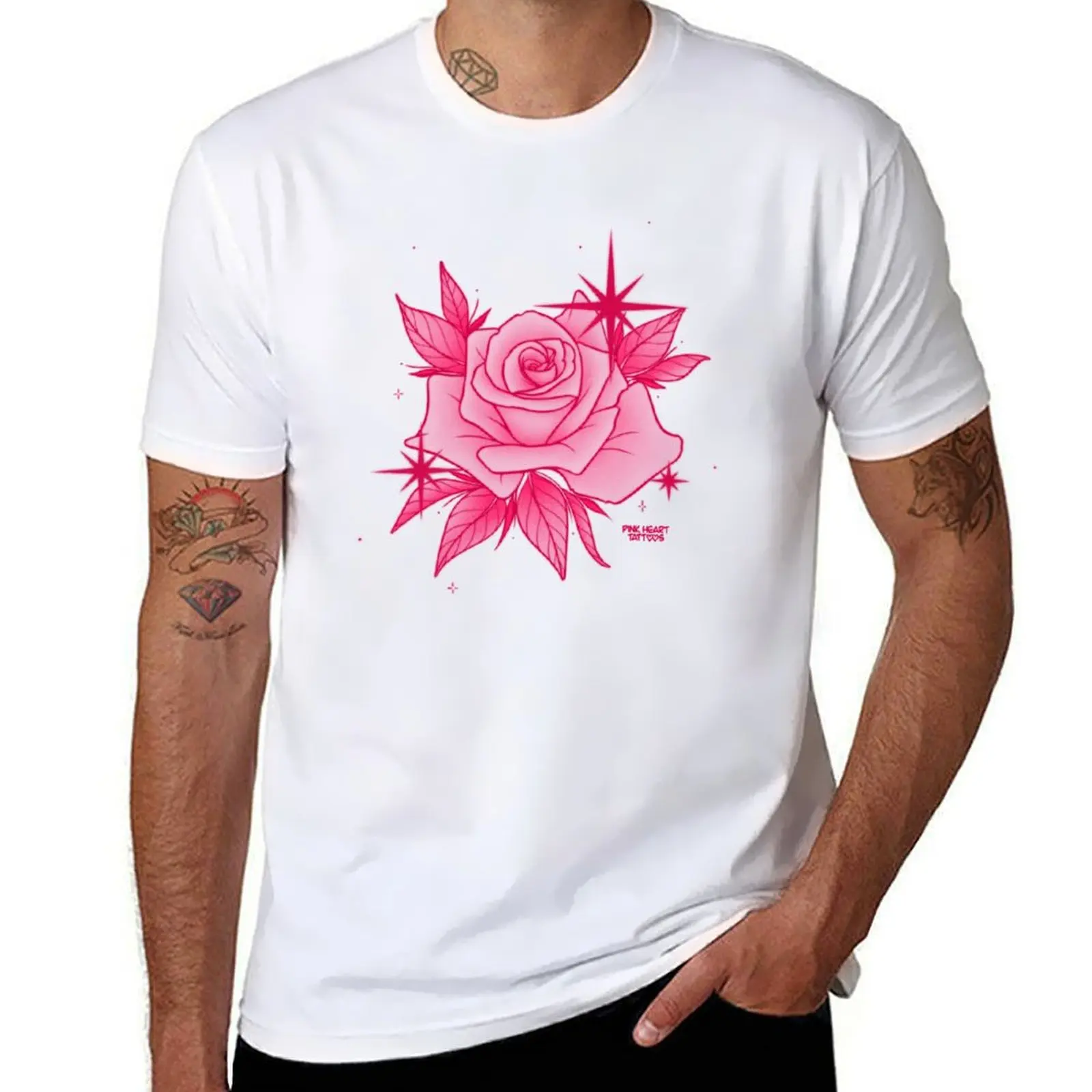 Pink Rose Tattoo T-Shirt Construction Work Tee Shirt