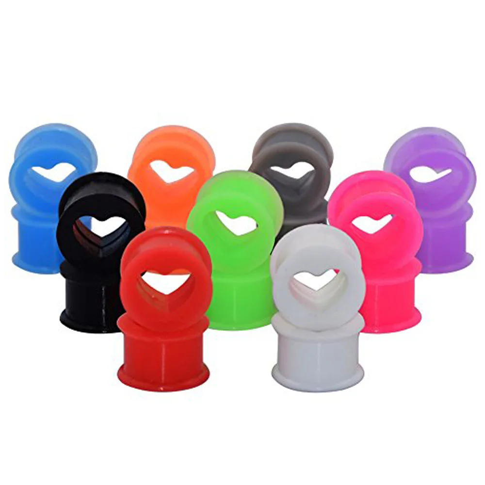 1 Pair Heart Soft Flexible Silicone Ear Plugs Double Flared Expander Flesh Tunnels Body Jewelry 6-20mm Multiple Colors