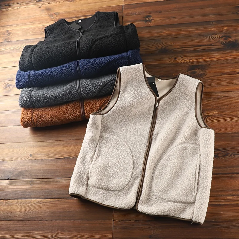 Nordic Double-Sided Fleece Thick Warm Vest Unisex Standard Fit V-Neck Casual Fashion for Men And Women to Wear in Autumn And ...