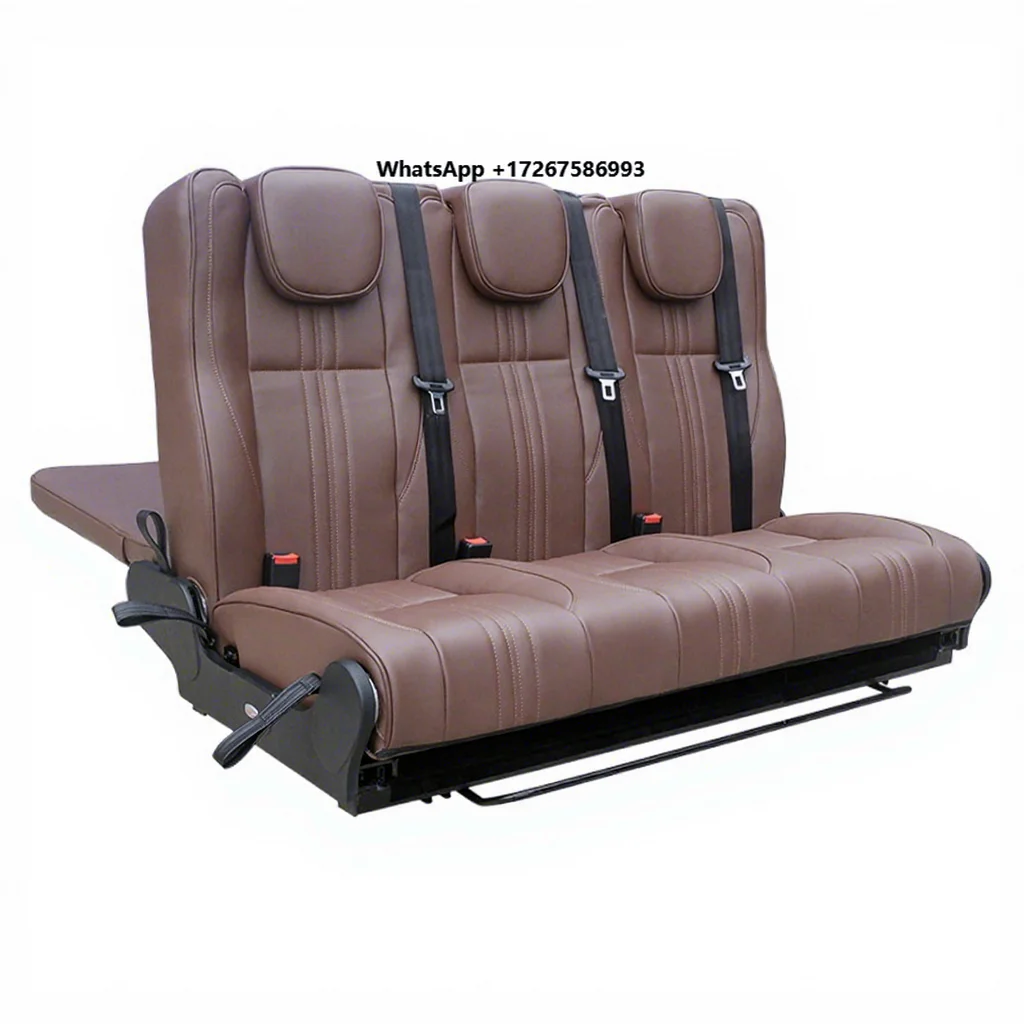 Custom Luxury Car Seat Triple Fold Forward Sliding Bed Seat Genuine Leather for RV MPV SUV Large Truck