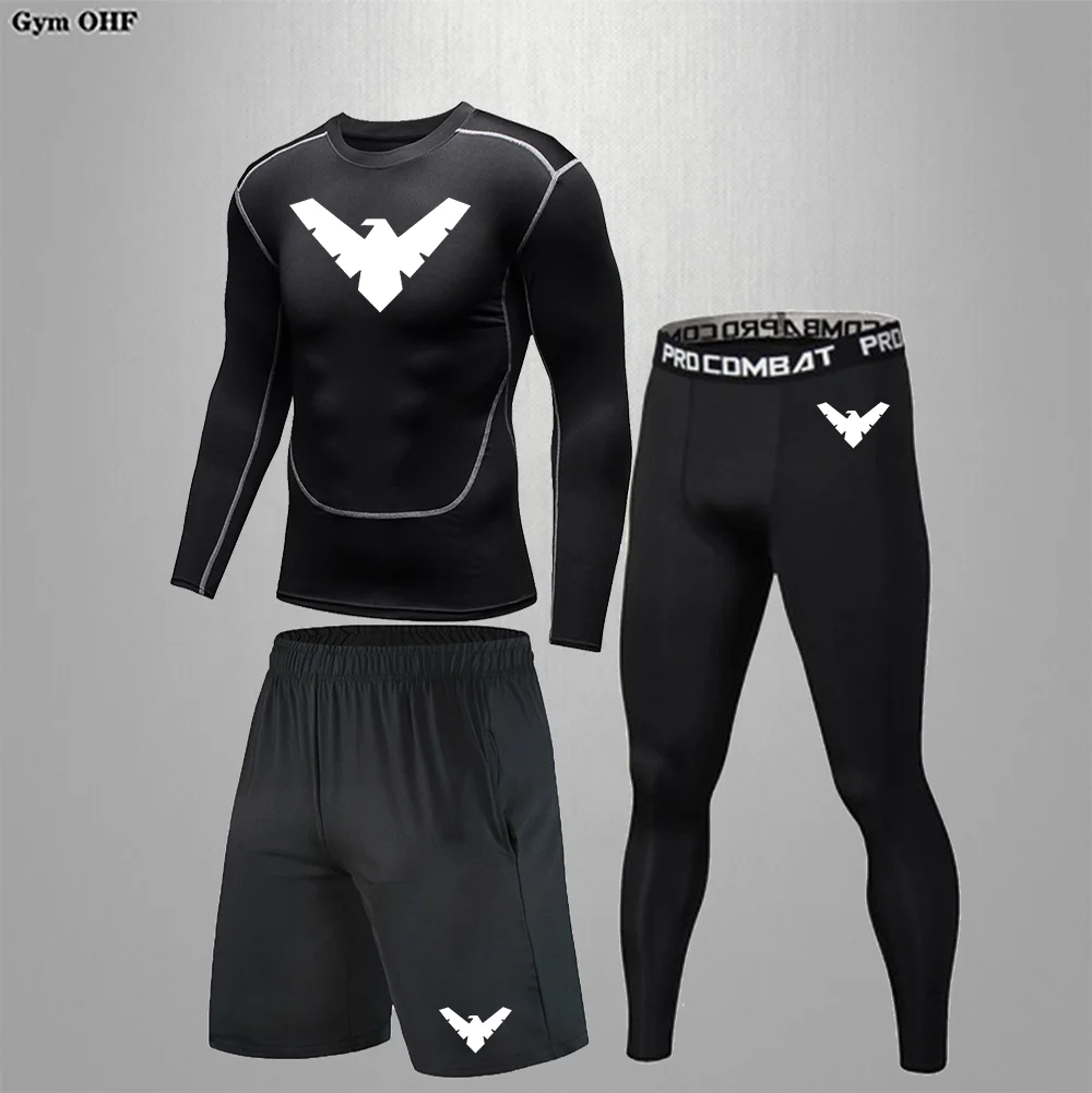 

Rashguard Men's Training Running Set Cycling Slow Running Compression Quick Drying Tights Gym Men's Boxing Fitness Suit