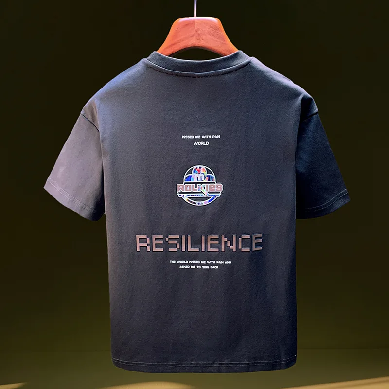 

2025 new loose plus size short sleeved T-shirt for men's summer fashion printed half sleeved casual versatile street T-shirt
