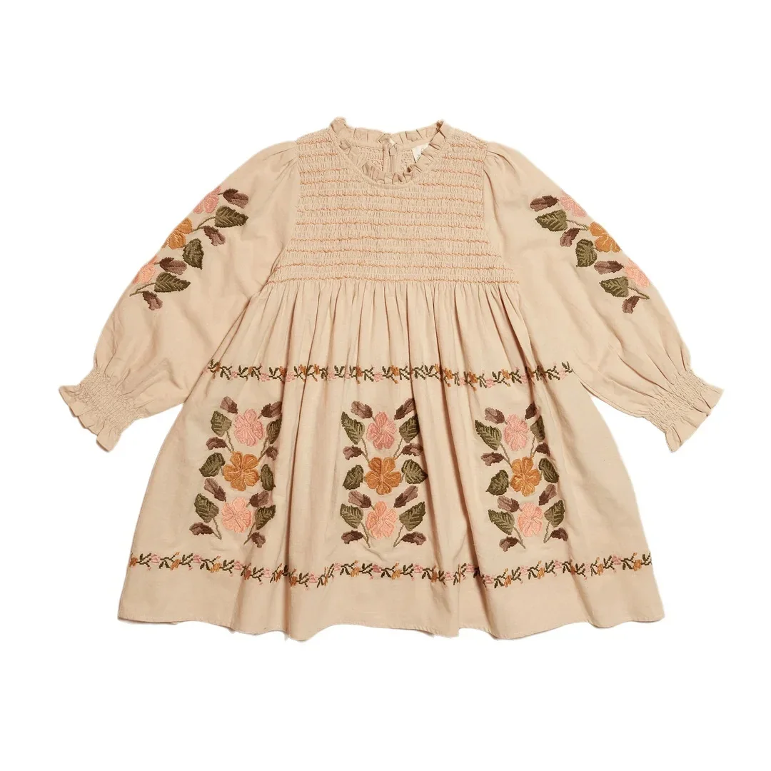 APO-vestido de princesa bordado para niña, prenda de alta precisión, Estilo Vintage ins, para otoño e invierno, 2023