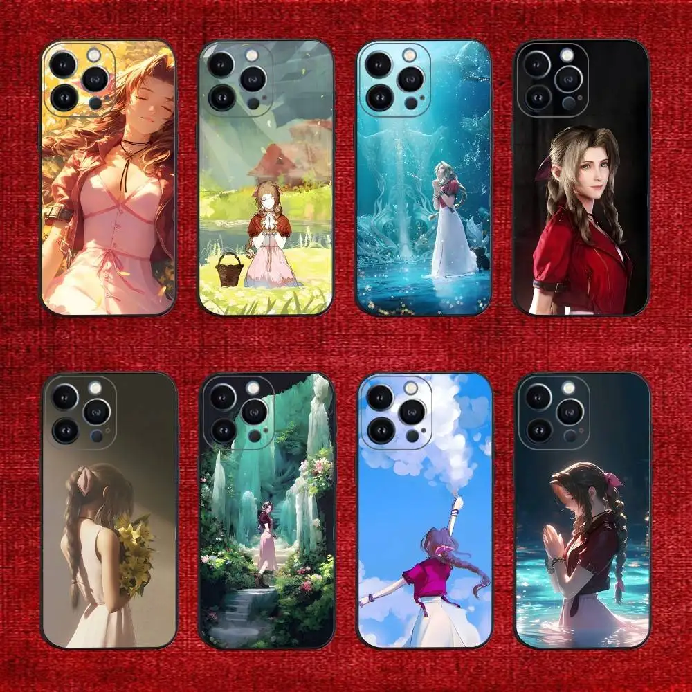 

F-Final F-Fantasy Aerith Gainsborough Phone Case For iPhone 16e,16,15,14,13,12,11,Pro,X,XS,Max,XR,Plus,Mini Soft Black Cover