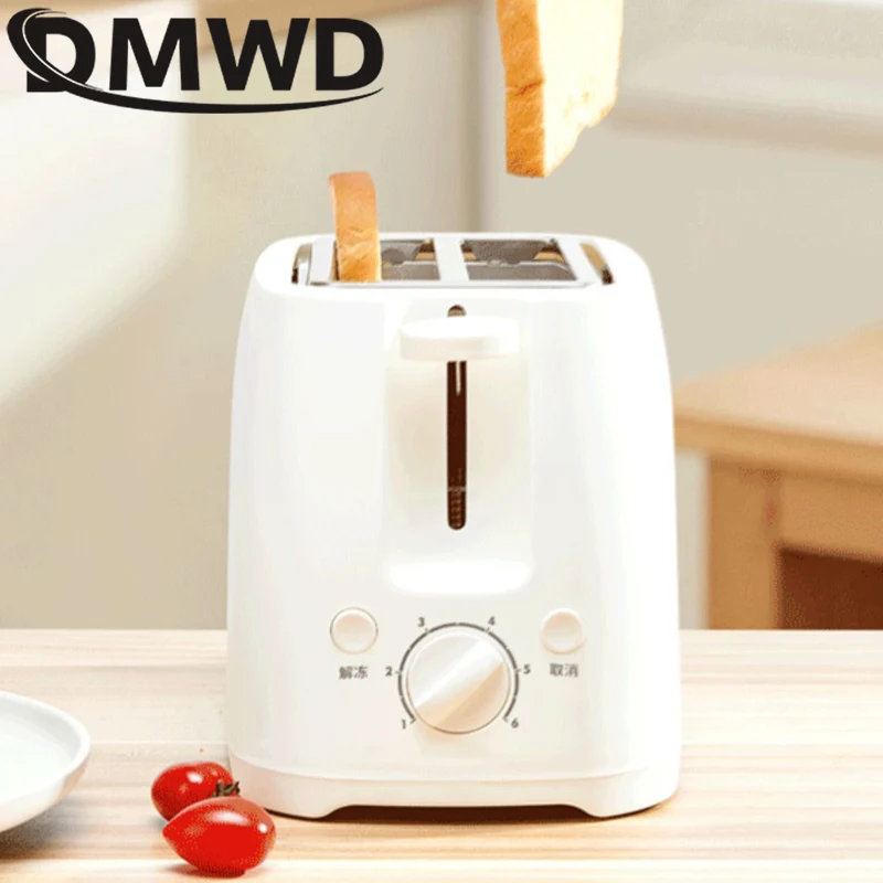 DMWD Electric Toaster 2 Slices Breakfast Bread Machine Removable Crumb Tray Toasters Home Automatic Sandwich Heating Maker 220V