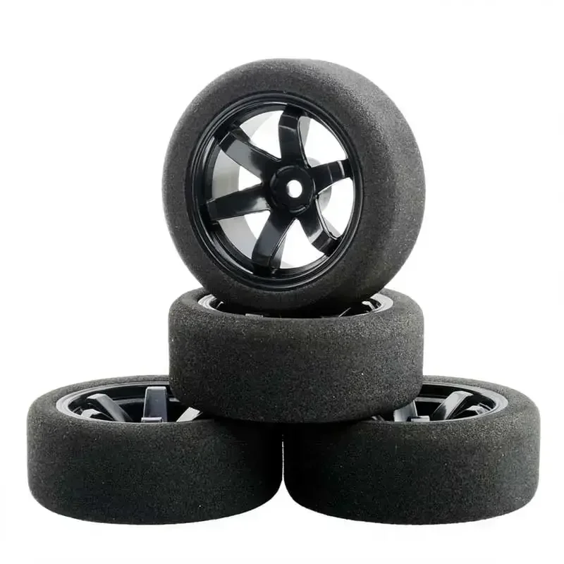 

1/10 Scale Sponge Tires and Wheel Rims with 3mm Offset and 12mm Hex fit RC HSP HPI On-Road Racing Car Model Toys Accessory