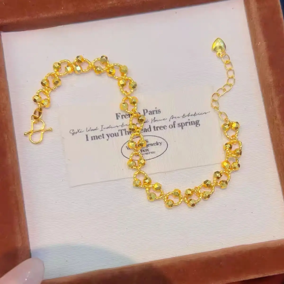 

Interlocking small gold circles, light luxury and fashionable, easy to match, starry sky bracelet, luxurious 24K